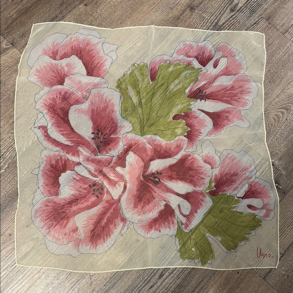 Vintage Floral Scarf by Vera Neumann Pink and Green